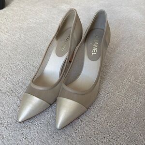 CHANEL Women's Metallic Silver Heels
